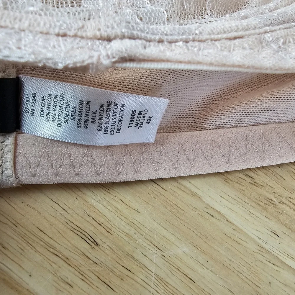 Paramour‎ 42C Style 115005 Sheer Lace Beige Underwire Bra Romantic